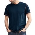 thumbnail image 1 of Besolor Chemises d'Été pour Hommes Col Rond Manches Courtes Hauts Basiques Décontractés Couleur Unie Blouse Sport Tees, 1 of 5