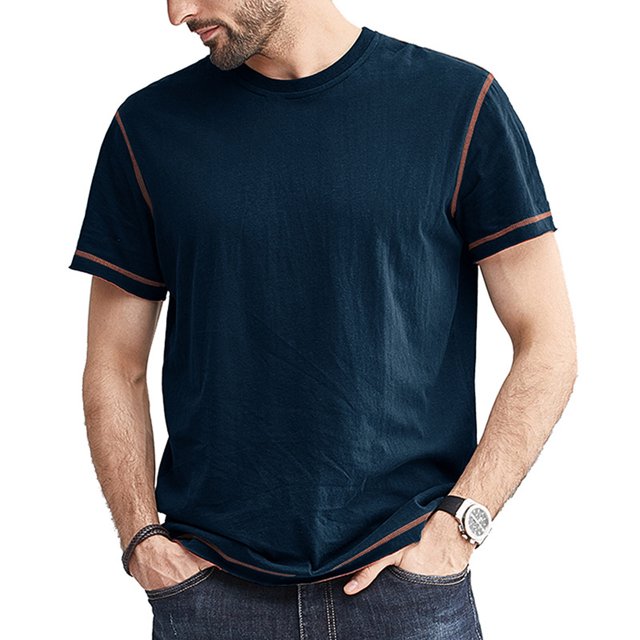Besolor Chemises d'Été pour Hommes Col Rond Manches Courtes Hauts Basiques Décontractés Couleur Unie Blouse Sport Tees