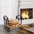 thumbnail image 3 of Gymax Support Pliable pour Bûches de Bois, Acier, Rangement pour Foyer, Noir, 3 of 10