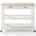 thumbnail image 3 of Crosley 2 Drawer Natural Wood Top Kitchen Cart in White, 3 of 9