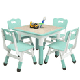 thumbnail image 1 of Kids Table and Chairs Set, Height Adjustable Kids Desk with 4 Chairs for Ages 2-10, Multi-Activity Kids Arts Table with Graffiti Desktop and Non-Slip Legs for Classrooms Daycares Home, 1 of 7