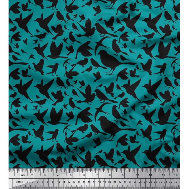 Soimoi Cotton Cambric Fabric Artistic Bird Printed Craft Fabric by The Yard 42 Inch Wide