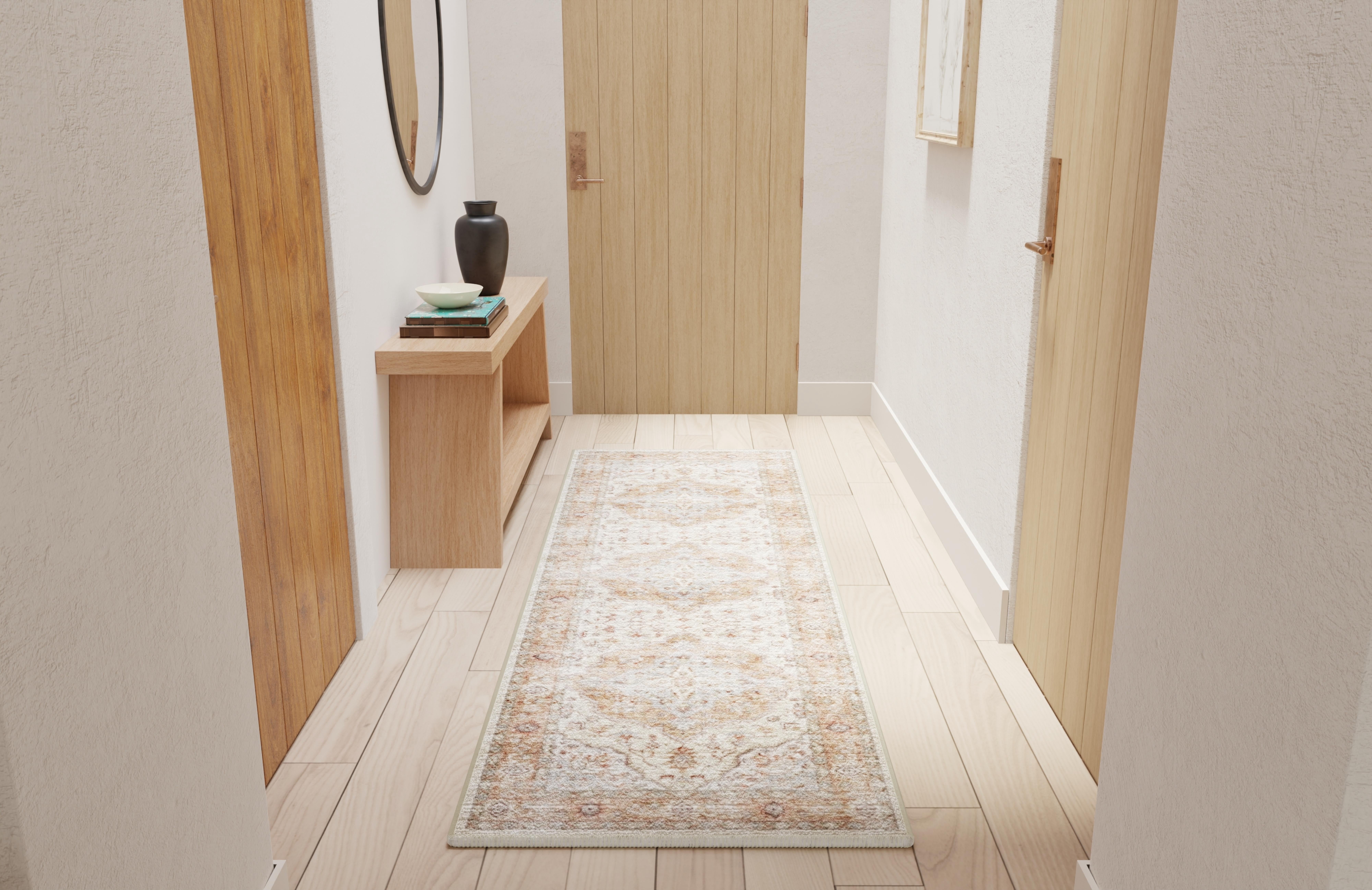 Mainstays Modern Contemporary Pattern Textured White, Machine Washable Accent Runner Mat 2X5, Ideal for Hallway, Bedroom, Kitchen, and Laundry Room