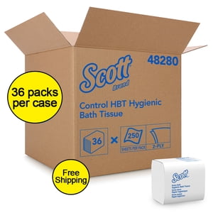 Scott Control Ultra Hygiene Bathroom Tissues Soft 2 Ply, Single Pull - 250 Sheets/Pack, 36 Packs/Case