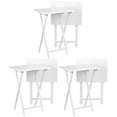thumbnail image 1 of PJ Wood Folding TV Snack Tray Table Desk Stand, White (6-Piece Set), 1 of 10