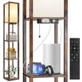 thumbnail image 1 of Floor Lamp with Shelves LED Modern Shelf Floor Lamp with USB Ports Power Outlet Color Temperature Storage Display Wood Column Standing Tall Lamp for Living Room Bedroom Off, 1 of 9
