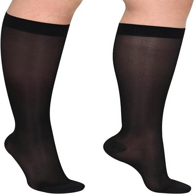 HLONK Bas de Compression Transparents à Bout Fermé pour Femmes 15-20 mmHg Bas Jusqu'au Genou avec Soutien de la Circulation Chaussettes de Compression Médicale Graduée pour Voyage en Avion