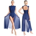thumbnail image 1 of Aislor Robe de Danse Lyrique pour Femmes Justaucorps de Ballet et de Gymnastique Sans Manches Robes Fendues Tenue de Danse Bleu Marine TG, 1 of 7