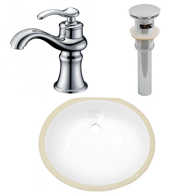 American Imaginations 18.25-in. W CSA Oval Bathroom Undermount Sink Set In White - Chrome Hardware - Overflow Drain Incl. AI-27073