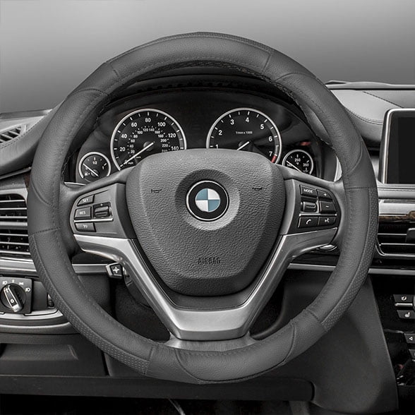 Deluxe Full Grain Authentic Leather Steering Wheel Cover Fits 14.5" - 15.5"