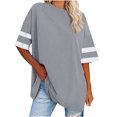 thumbnail image 1 of Chandails à Manches Courtes pour Femmes T-Shirts Surdimensionnés pour Femmes T-Shirts Amples Demi-Manches Col Rond Hauts Color Block Tuniques T-Shirts Surdimensionnés pour Femmes Hauts à Demi-Manches pour Femmes, 1 of 6