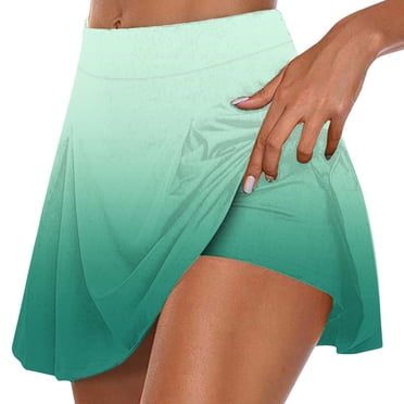 AherBiu 2 in 1 Yoga Skirts for Women High Waisted A-Line Skorts Tie-Dye Sportswear Tennis Mini Skirt