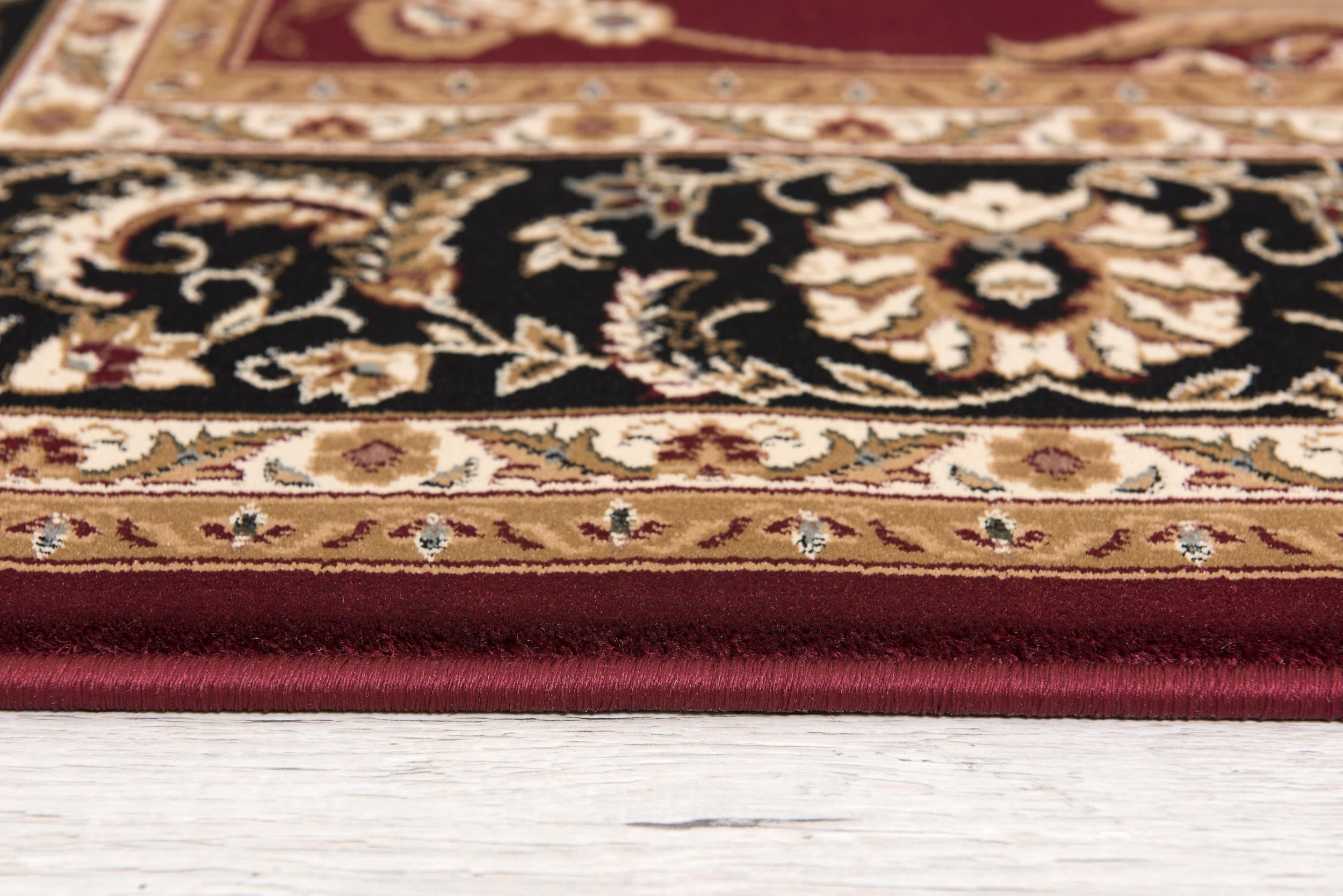 Tapis d'intérieur persan Rug Branch Majestic 2' x 5' (taille exacte : 2'3" x 5'), rouge et noir, style traditionnel - Entrée, couloir, salle de bain et cuisine