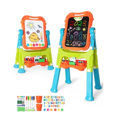 OROLIVING Chevalet Artistique pour Enfants, Chevalet Artistique pour Enfants 4 en 1 à Double Face avec Accessoires de Peinture - Vert