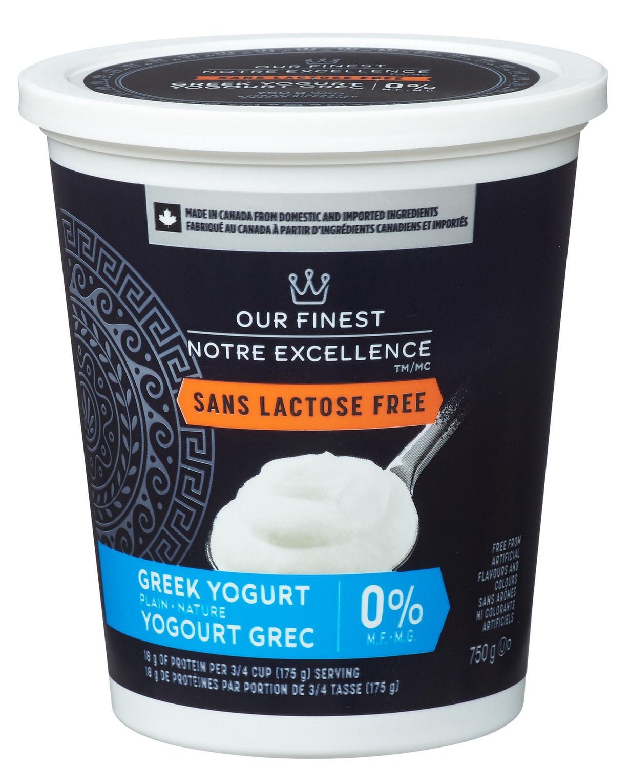 Our Finest 0% M.F. Lactose Free Plain Greek Yogurt