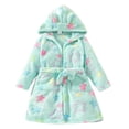 thumbnail image 1 of Zanarzt Girls Fleece Robe Girls Fleece Robe Boys Hooded Bathrobe Soft Flannel Robe for Kids Green,3-4 Years, 1 of 6