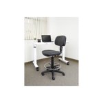 Office Star Sculptured Vinyl Seat and Back Pneumatic Drafting Chair with Adjustable Chrome Foot ring, Black