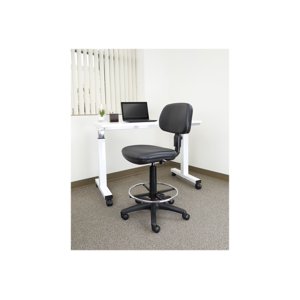 Office Star Sculptured Siège en vinyle et dossier pneumatique chaise de dessin avec anneau réglable de pied en chrome, noir