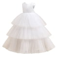 thumbnail image 1 of AJIWYH Robe Formelle pour Filles--Robe Mode Gâteau Sans Manches Douce Blanche pour 5-6 Ans, 1 of 7