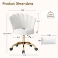 thumbnail image 2 of Hawsaiy Shell Back Home Office Chair with Lumbar Pillow, Modern Upholstered Desk Chair with Gold Metal Base, Swivel Adjustable Computer Chair for Home Office, White, 2 of 11