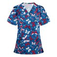 thumbnail image 1 of LSLJS Mode Femme Blouse à Manches Courtes à Col en V Imprimée, Chandail Décontracté à Poches, Hauts, Sarraus pour Femmes Grande Taille, 1 of 3