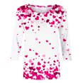 thumbnail image 4 of Penkiiy T-Shirt de la Saint-Valentin pour Femmes Manches 3/4 Col Rond Mignon Cœurs Graphiques T-Shirts Mode Décontractée Blouse 5TG Multicolore, 4 of 5