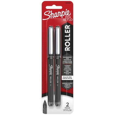Stylo à bille roulante Sharpie, stylo de précision à pointe d’aiguille (0,5 mm), encre noire, 2 unités