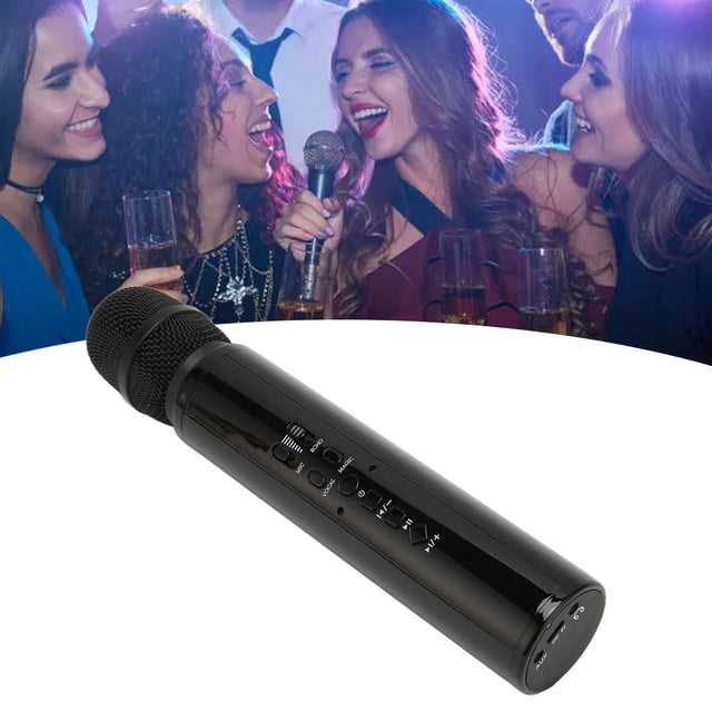 Handheld Singing Microphone, 32.8ft Range Recording Wireless Karaoke Mic Surround Sound Real Time Monitoring for Party for PC Pink,Black,Gold