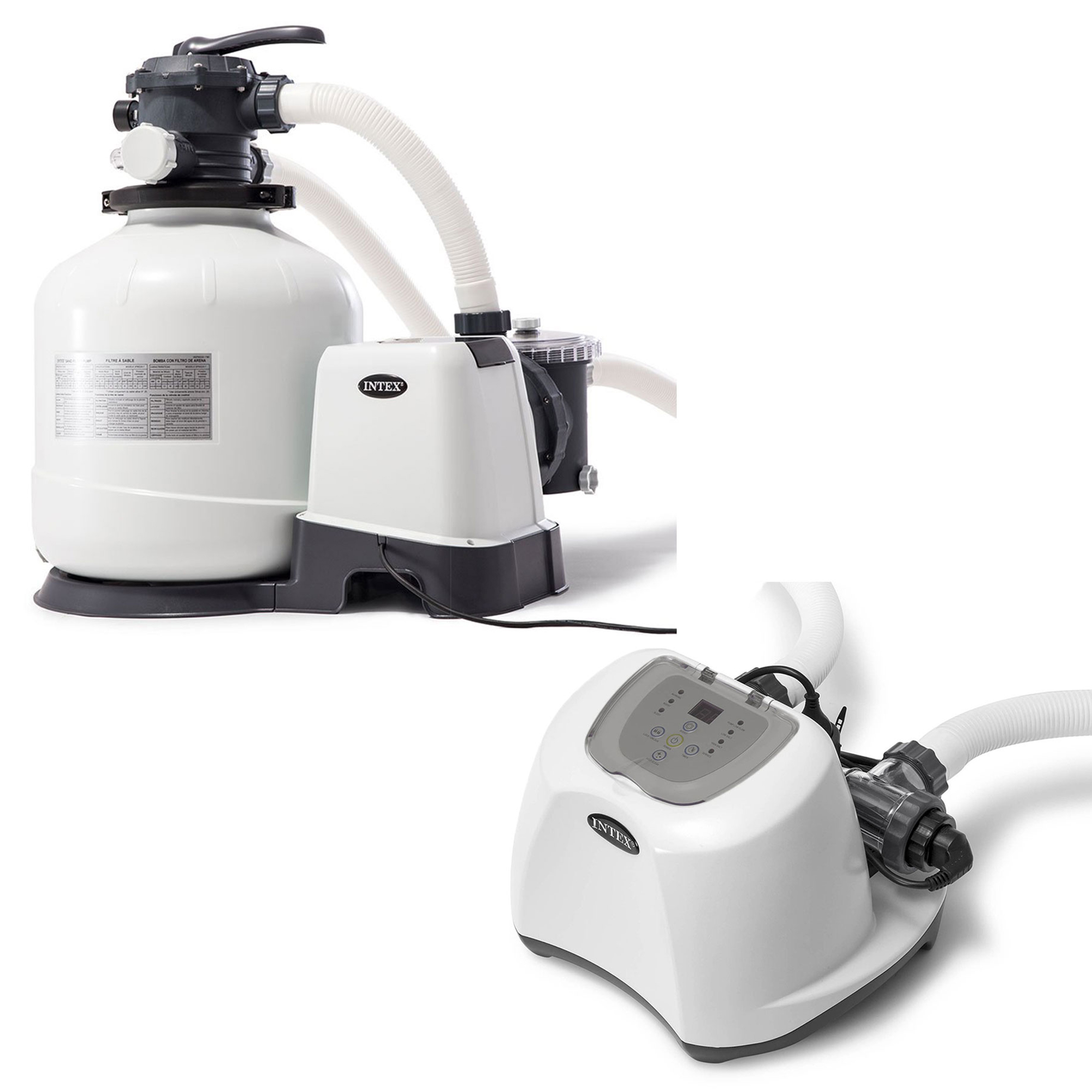 Intex Pompe de Filtration de Sable 3000 GPH et Système d'Eau Salée pour Piscines hors Terre