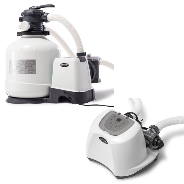 Intex Pompe de Filtration de Sable 3000 GPH et Système d'Eau Salée pour Piscines hors Terre