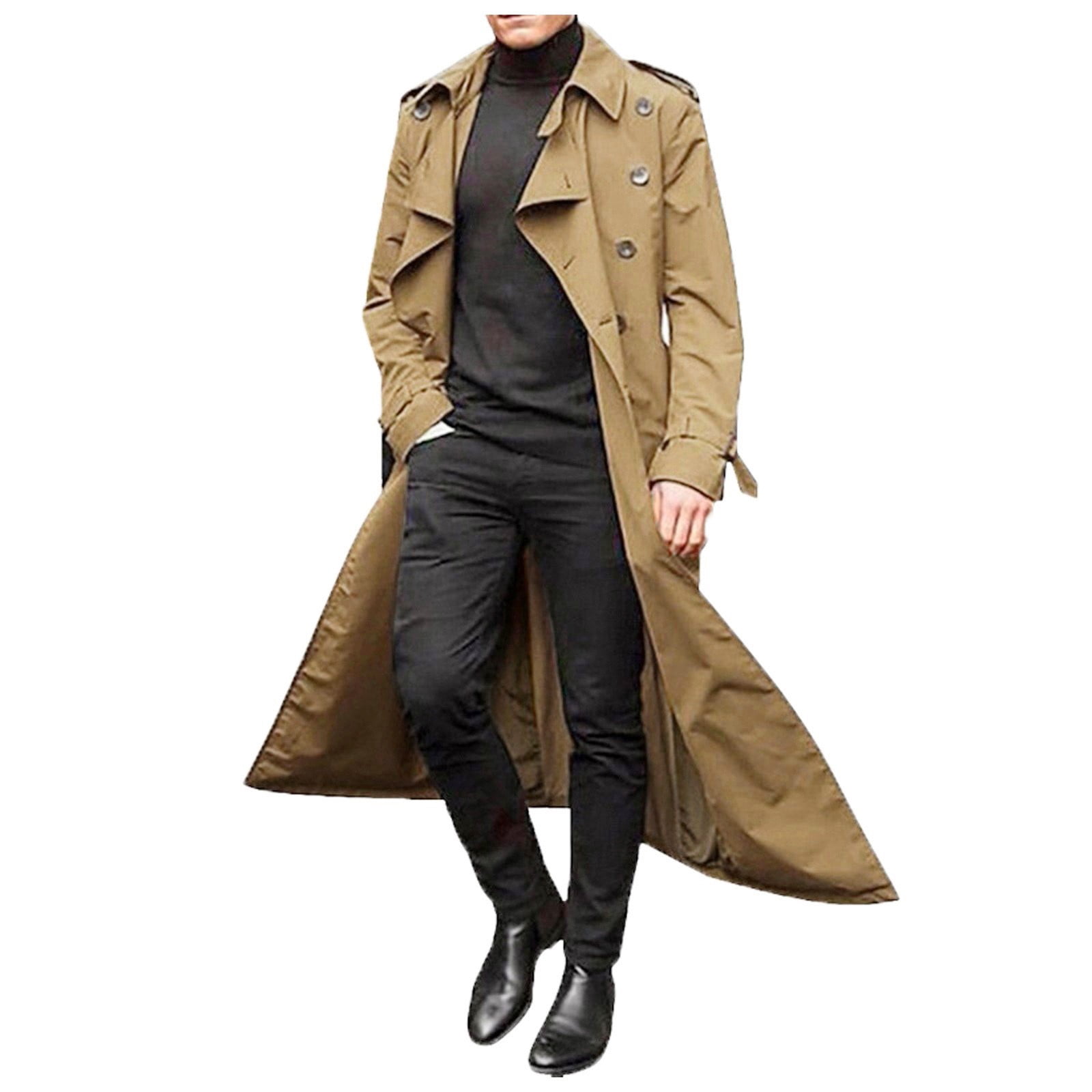 Men's Anoraks Stylish Trench Coat Double Long Sleeve Casual