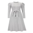 thumbnail image 4 of Robe Midi en Tricot à Manches Longues pour Femmes, Couleur Unie, Ceinturée avec Lien, Robe Chandail en Tricot, Robes Midi Trapèze, 4 of 7