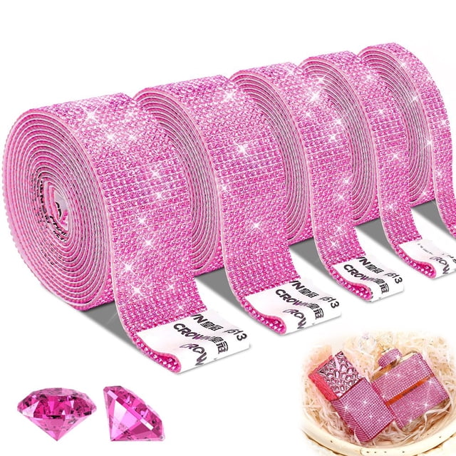 CUITING 5 Rolls Super Self Adhesive Art & Craft Tape with 2 mm Rhinestones Strips Sticker(Silver)