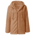 thumbnail image 4 of Womens Fuzzy Fleece Jackets 2023 Clearance Solid Zipper Sharpa Coat Fall Winter Warm Thick Hooded Jacket with Pockets, 4 of 6