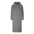 thumbnail image 4 of Pisexur Robe Chandail pour Femmes à Capuchon Longue Tunique Robe Unie Chandail Ample Chandail à Capuchon Hauts Grande Taille, 4 of 6