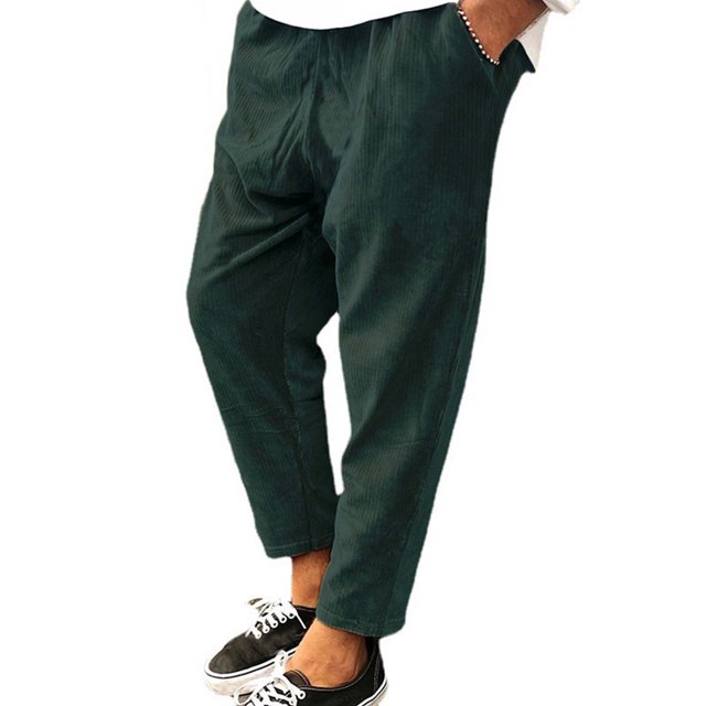 Innerwin Bottoms Drawstring Mens Trousers Holiday Elastic Waist Leisure Pants Green L