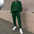 thumbnail image 2 of Kcodviy Male Casual Solid Two Men Suits Classic Piece Suit O Neck Big Suit off Shoulder Sleeve Sweatshirt Mens Slim Fit 3 Cute Suit Drawstring Pocket Pants Set, 2 of 5