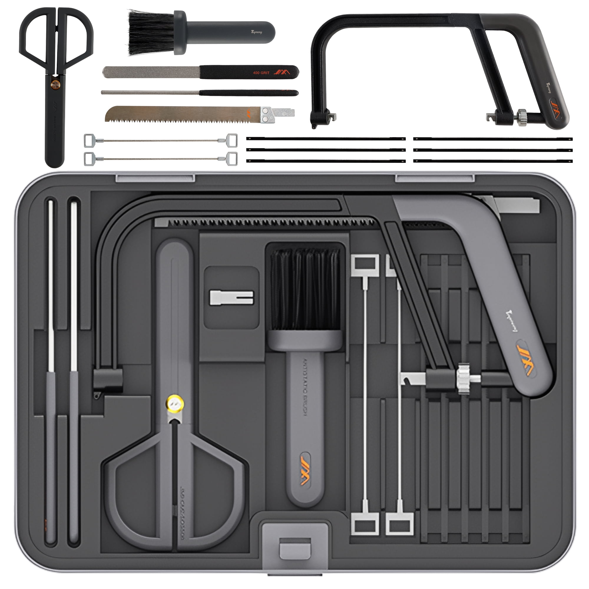 15-in-1 Multi-Blade Cutting Tool Set with Woodworking, Metal, Glass Blades, Scissors & Modular Tool Box