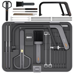 15-in-1 Ensemble d'outils de coupe multi-lames avec travail du bois, métal, lames de verre, ciseaux & Boîte à outils modulaire