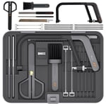 15-in-1 Ensemble d'outils de coupe multi-lames avec travail du bois, métal, lames de verre, ciseaux & Boîte à outils modulaire