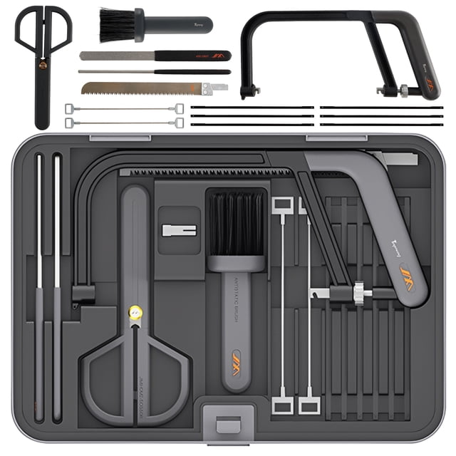 15-in-1 Ensemble d'outils de coupe multi-lames avec travail du bois, métal, lames de verre, ciseaux & Boîte à outils modulaire