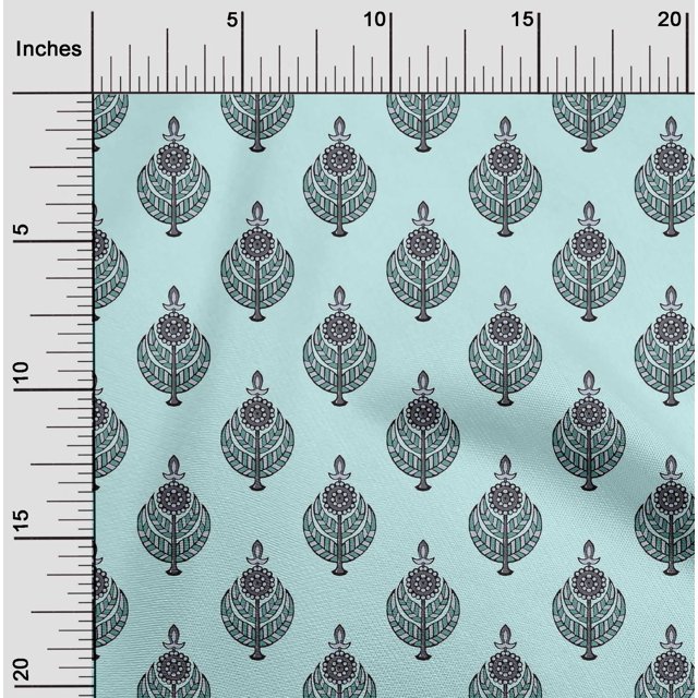oneOone Viscose Chiffon Fabric Leaves & Floral Block Decor Fabric Printed BTY 42 Inch Wide