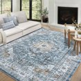 thumbnail image 1 of Garvee 5'x7' Vintage Distressed Area Rugs Living Room Rug, Washable Retro Medallion Rug Non-Slip Stain Resistant Indoor Carpet for Bedroom Home Office, Blue, 1 of 8