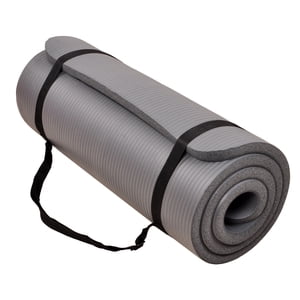 Signature Fitness 1" Tapis d'exercice extra épais avec une sangle de transport, gris