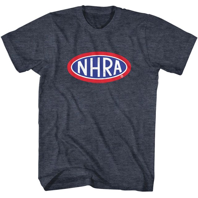 National Hot Rod Association Logo Navy Heather Adult T-Shirt Xl