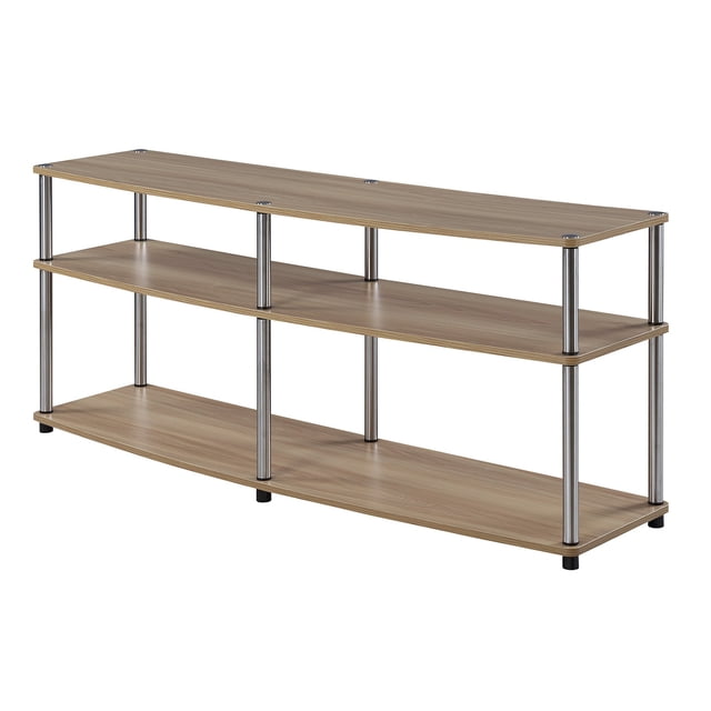 Convenience Concepts Designs2Go Three-Tier 60" TV Stand in Light Oak Wood Finish