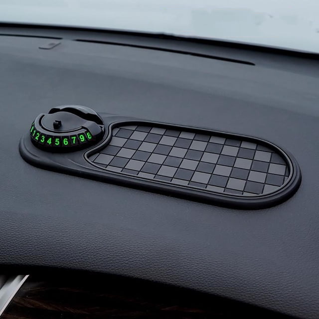 AHMT Multifunction Car Anti-Slip Mat, Rotatable Anti Skid Car Dashboard Pad with Temporary Parking Numbe, Universal Car Phone Holder, and Large Pad for Phones Sunglasses Keys Gadgets(D)