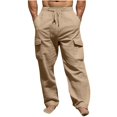 thumbnail image 1 of Mens Pants, Mens Solid Color Drawstring Fashionable Casual Pants Full Length Pants, 1 of 5