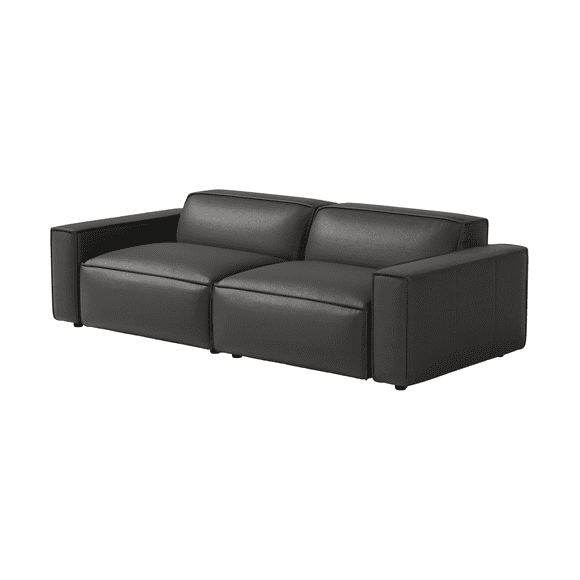 Valencia Nathan Full Aniline Leather Modular Sofa with Down Feather Loveseat 88" | Full Aniline Leather, Top Stitched Seam, Ultimate Comfort, Black