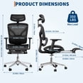 thumbnail image 3 of 3Rd Gen Ergonomic High Back Mesh Office Chair with Footrest, 4d Adjustable Armrests & Dynamic Lumbar Support, Reclining Tilt Function Rolling Casters Desk Chair for Home Office, Black, 3 of 8